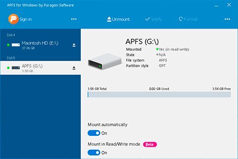 Paragon APFS for Windows 4.0.10