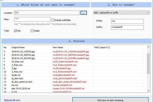 Mytoolsoft File Renamer 1.8.21