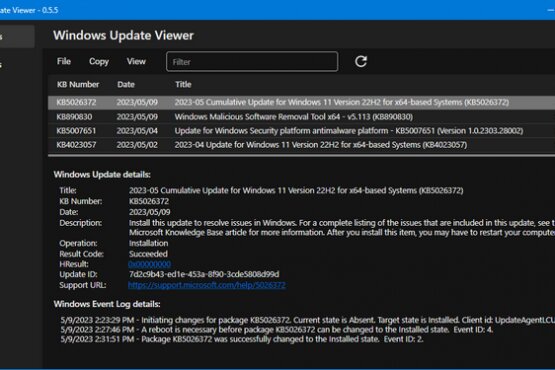 Windows Update Viewer (WUView) 0.6.2 | Portable