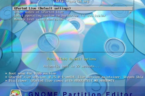 Gnome Partition Editor (GPartEd) Live 1.7.0-1 Stable BootCD