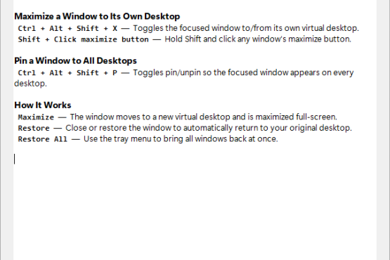 MaximizeToVirtualDesktop 0.0.6 Portable